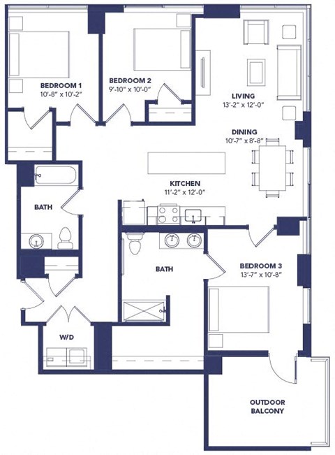 Unit 01A 1366sf at Two Twelve Clayton, Clayton